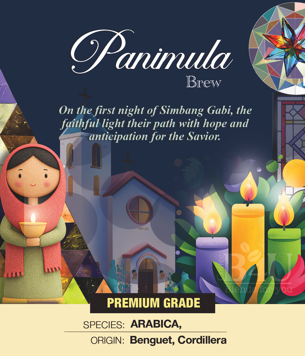 Simbang Kape — Panimula artwork: the first candle-lit night of Simbang Gabi